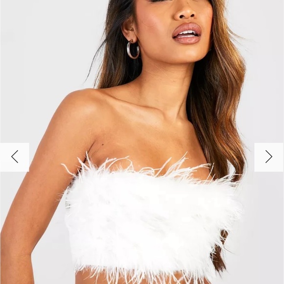 Boohoo Feather Bandeau Crop Top size 12 Large - Picture 11 of 15